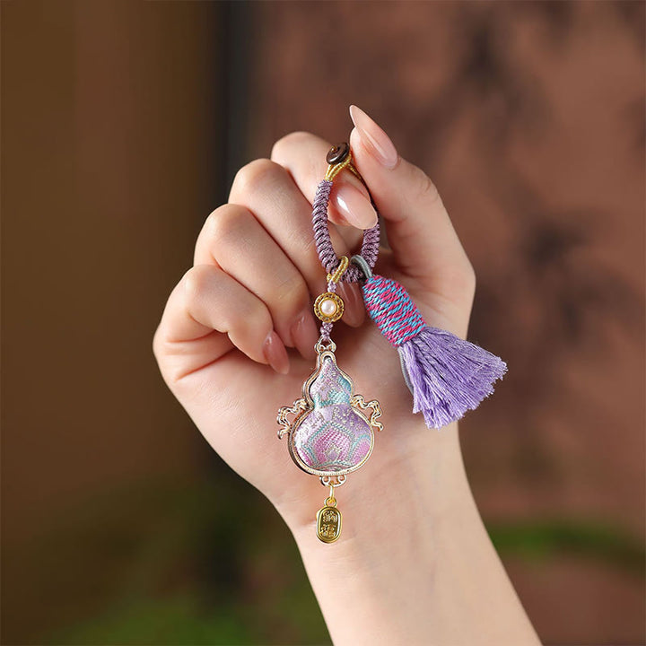 Buddha Stones Song Brocade Gourd Fortune Keychain - image 2