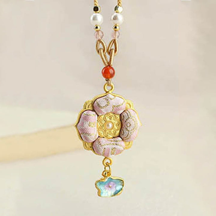 Buddha Stones Song Brocade Four-Leaf Clover Luck Necklace - image 8