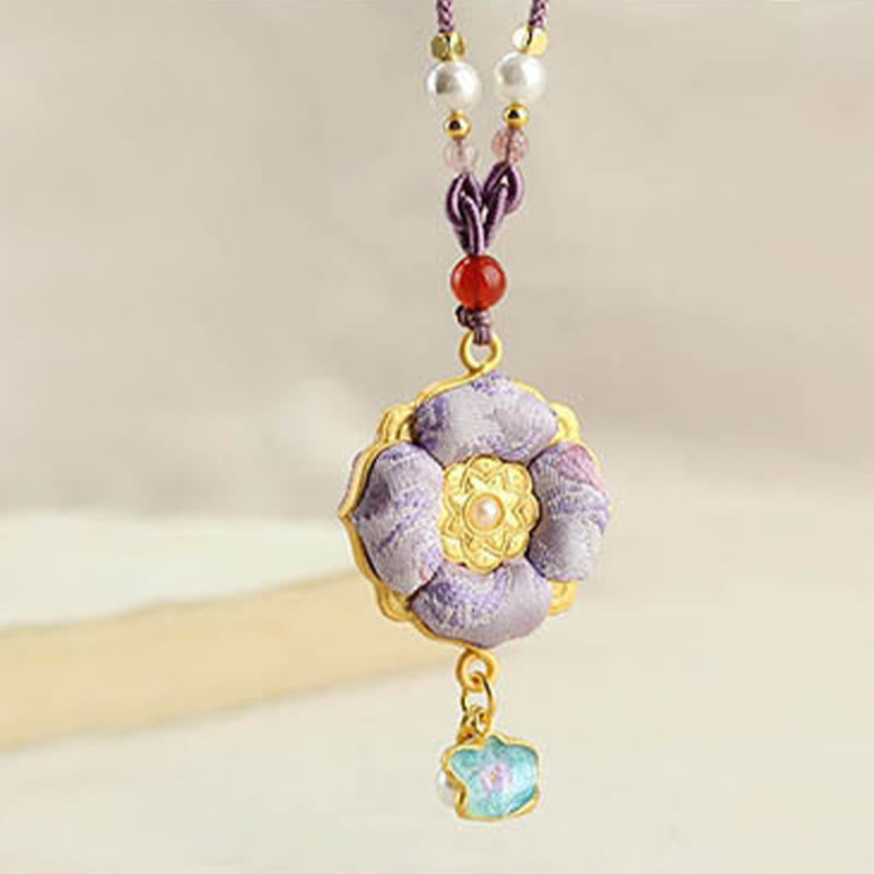 Buddha Stones Song Brocade Four-Leaf Clover Luck Necklace - image 13