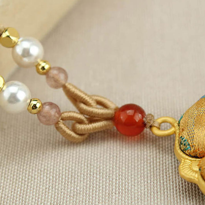 Buddha Stones Song Brocade Four-Leaf Clover Luck Necklace - image 3