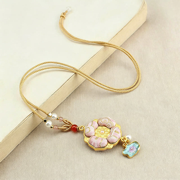 Buddha Stones Song Brocade Four-Leaf Clover Luck Necklace - image 7