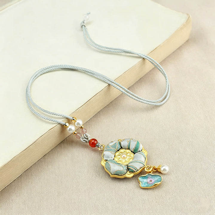 Buddha Stones Song Brocade Four-Leaf Clover Luck Necklace - image 14