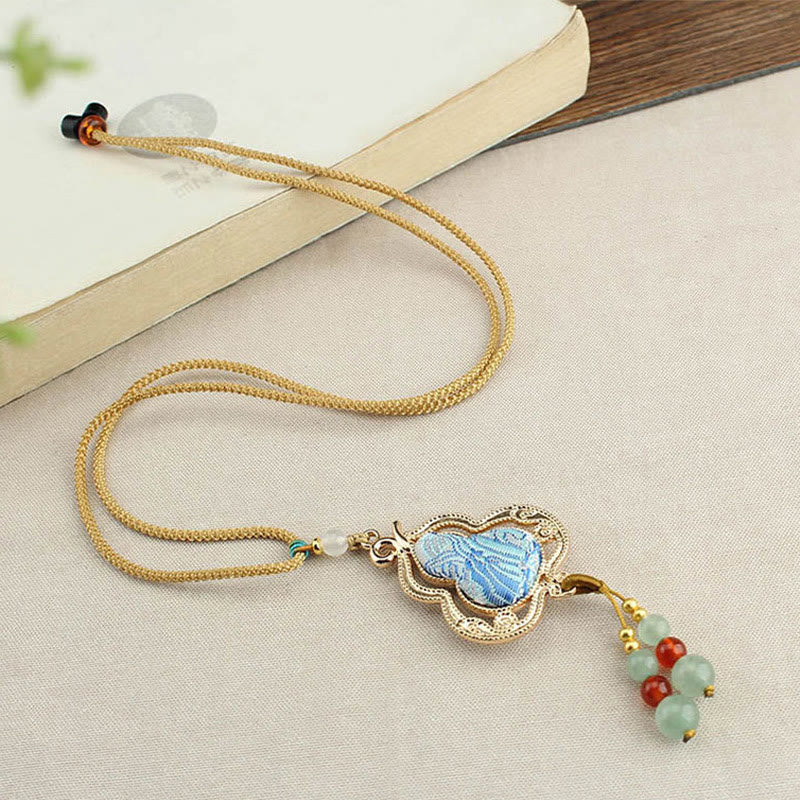 Buddha Stones Song Brocade Gourd Health Necklace - image 5