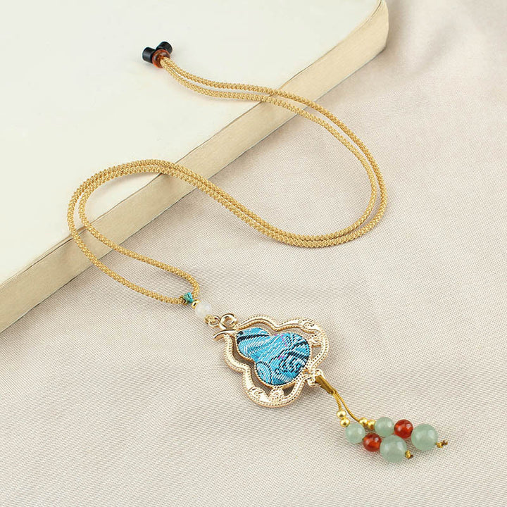 Buddha Stones Song Brocade Gourd Health Necklace - image 7