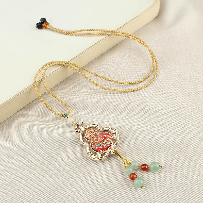 Buddha Stones Song Brocade Gourd Health Necklace - image 0