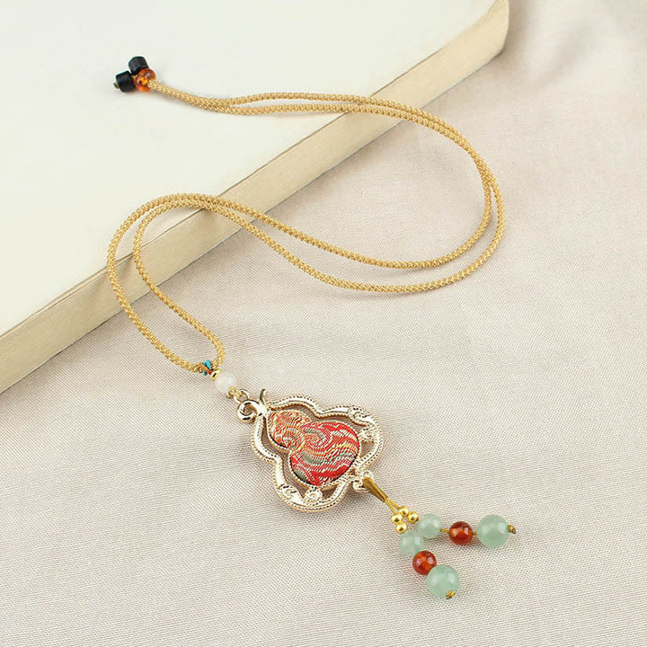 Buddha Stones Song Brocade Gourd Health Necklace - image 0