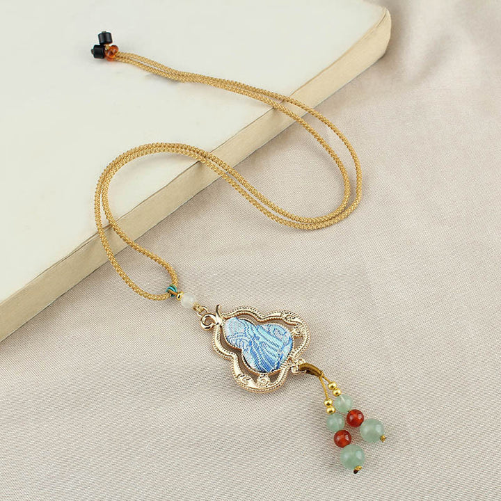 Buddha Stones Song Brocade Gourd Health Necklace - image 4