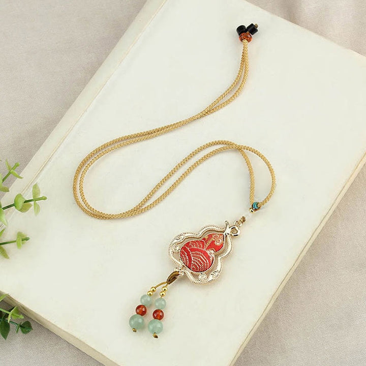 Buddha Stones Song Brocade Gourd Health Necklace - image 1
