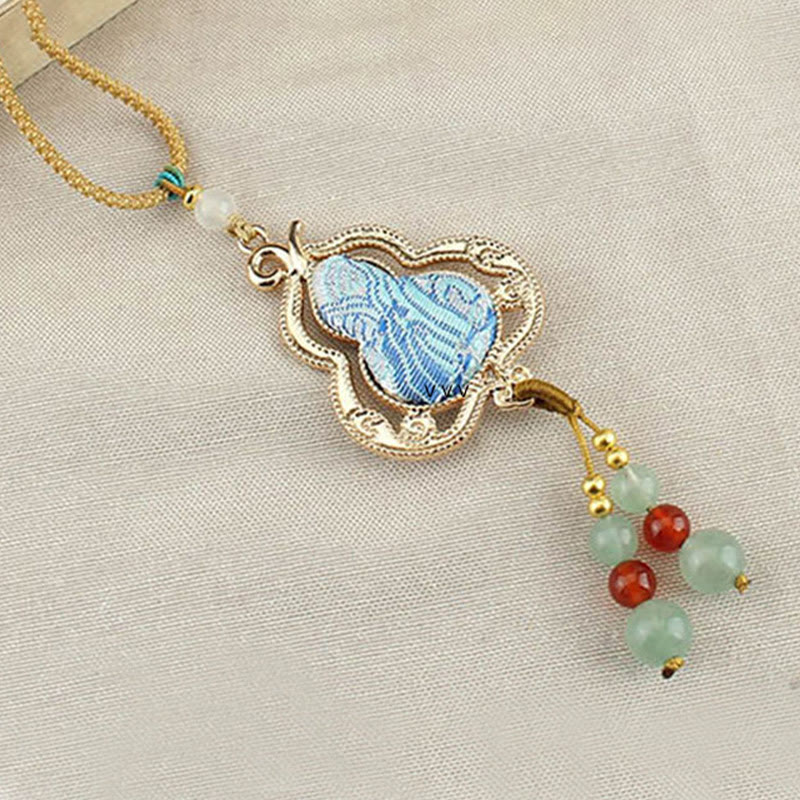 Buddha Stones Song Brocade Gourd Health Necklace - image 6