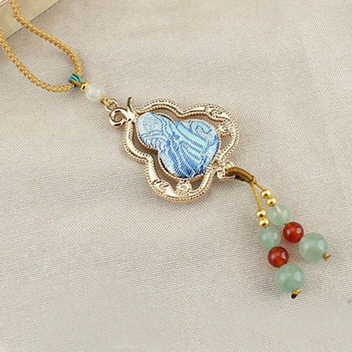 Buddha Stones Song Brocade Gourd Health Necklace - image 6