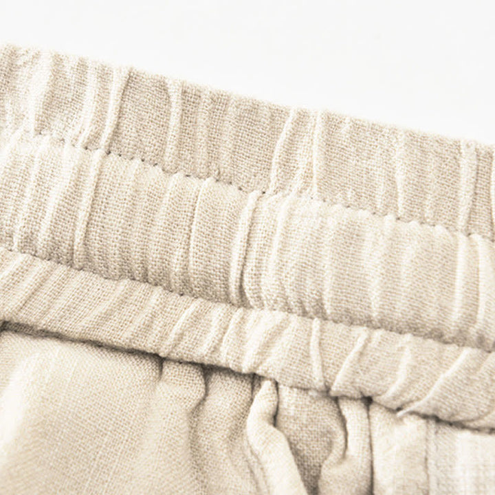 Buddha Stones Summer Casual Vintage Drawstring Solid Long Pants Men's Tapered Pants With Pockets - image 6