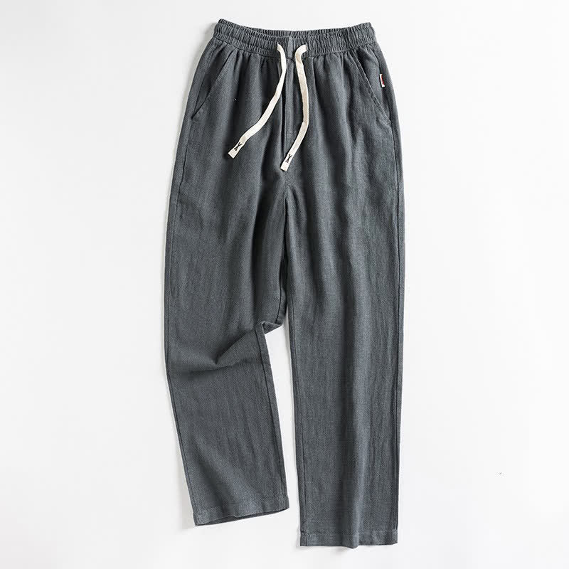 Buddha Stones Spring Casual Minimalist Drawstring Solid Men's Tapered Pants With Pocket - DimGray - US/UK/AU44，EU54 (4XL) - image 11