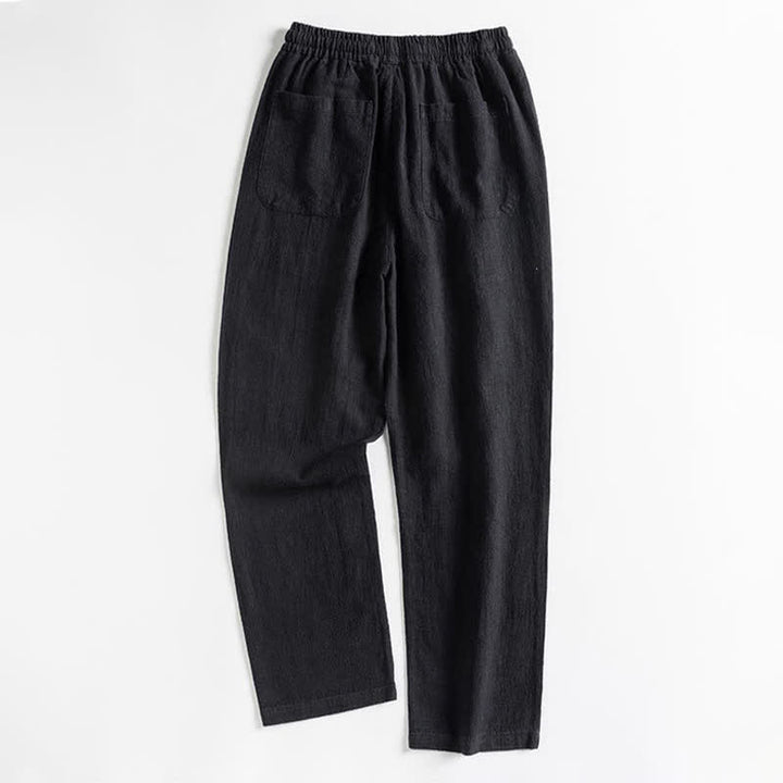 Buddha Stones Spring Casual Minimalist Drawstring Solid Men's Tapered Pants With Pocket - image 3