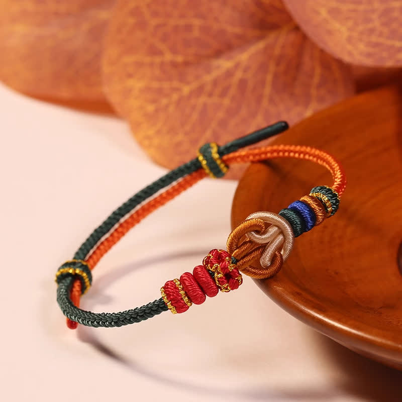 Buddha Stones Hand-Woven "Prosperous Universe" Knotting Prosperity Multicolor Cord Bracelet - Red - Red String(Protection♥Luck) - image 0