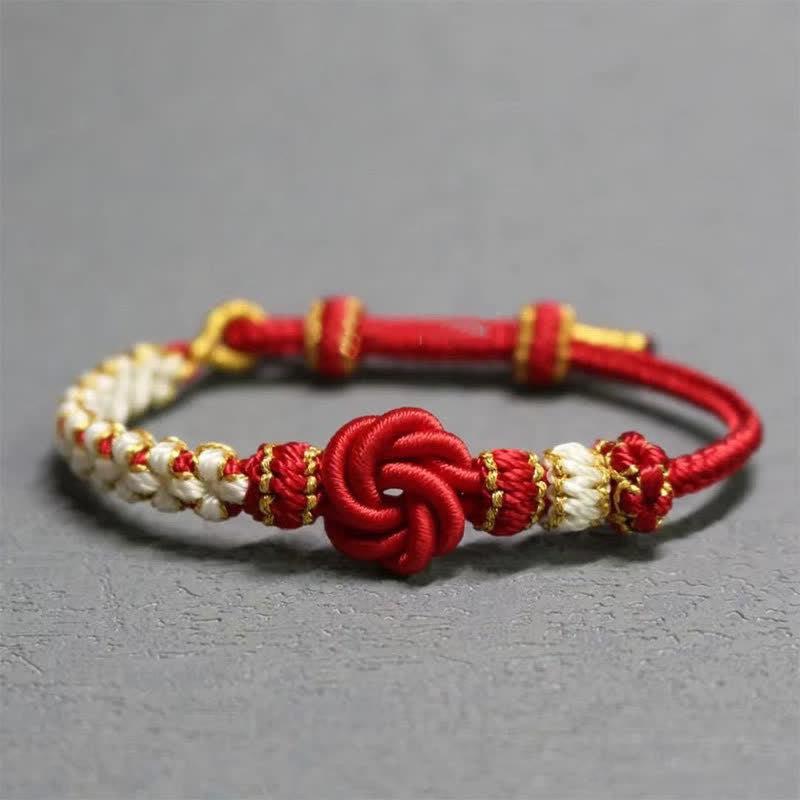 Buddha Stones Mandala Braided Rope Confidence Bracelet - Red - No Accessory - image 7