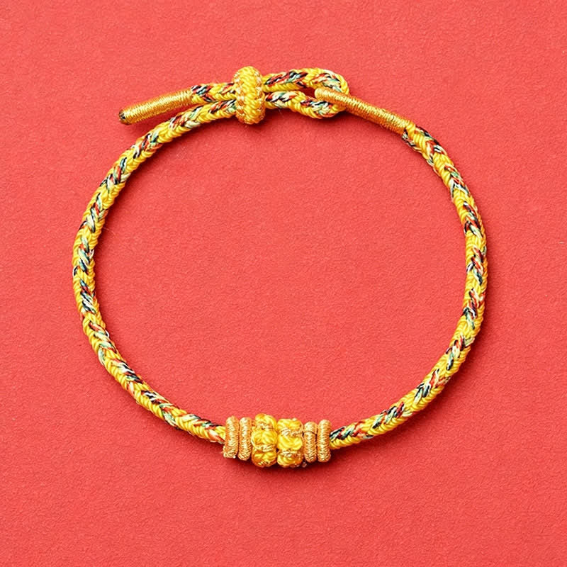 Buddha Stones Yellow Braided Rope Flower Rootedness Bracelet - Yellow - No Accessory - image 6