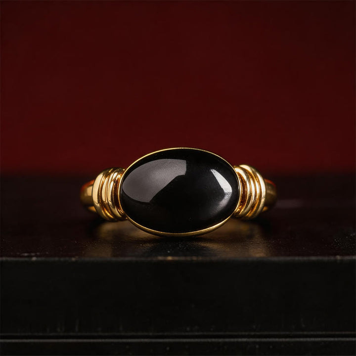 Buddha Stones Oval Pattern Hematite Support Adjustable Ring - image 12