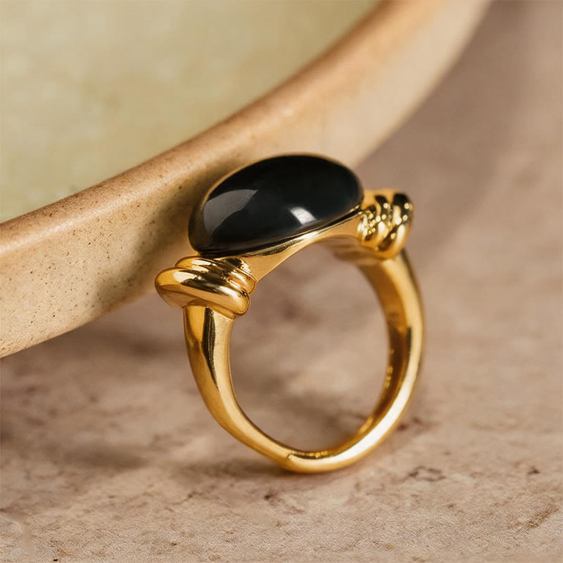 Buddha Stones Oval Pattern Hematite Support Adjustable Ring - image 10