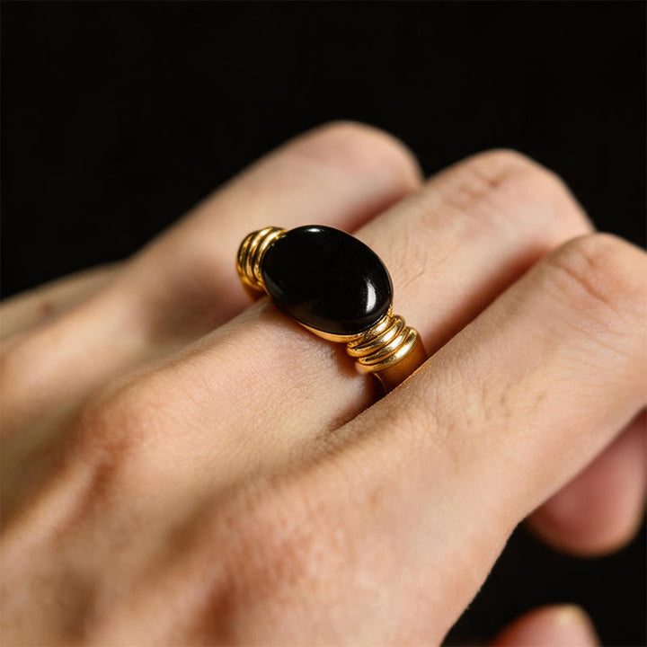 Buddha Stones Oval Pattern Hematite Support Adjustable Ring - image 15
