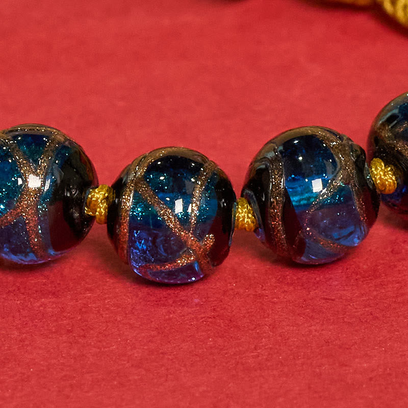 Buddha Stones Tibetan Liuli Glass Bead Five Directions Gods Of Wealth Buddha Eye Blessing String Bracelet - image 5