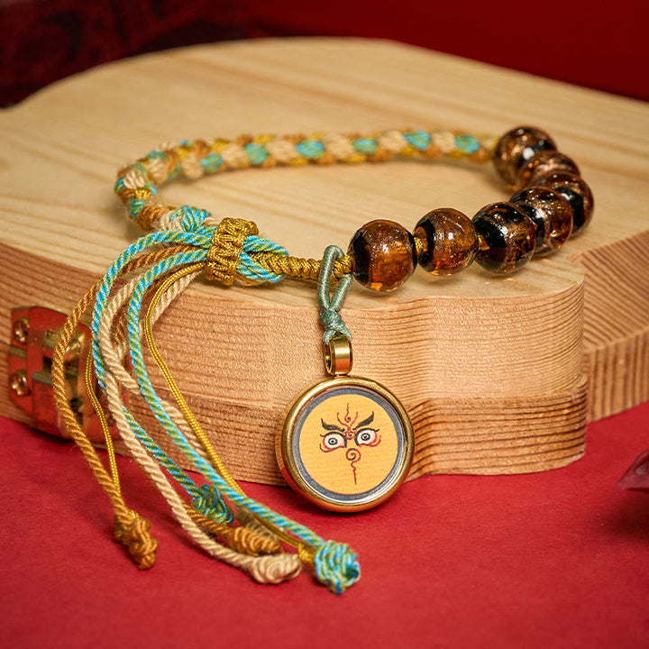 Buddha Stones Tibetan Liuli Glass Bead Five Directions Gods Of Wealth Buddha Eye Blessing String Bracelet - image 15
