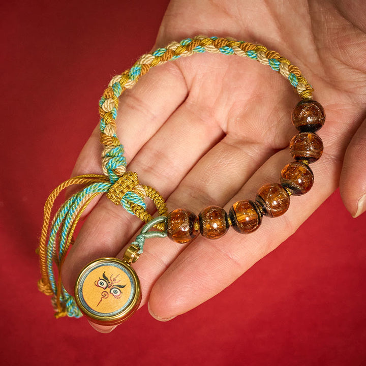 Buddha Stones Tibetan Liuli Glass Bead Five Directions Gods Of Wealth Buddha Eye Blessing String Bracelet - image 16