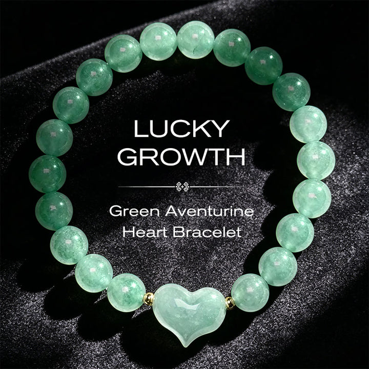 Buddha Stones Natural Amethyst Green Aventurine Tiger Eye Strawberry Quartz Love Heart Spiritual Bracelet - Green Aventurine(Wrist Circumference 14-16cm) - image 11