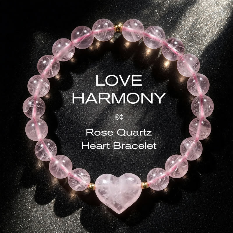 Buddha Stones Natural Amethyst Green Aventurine Tiger Eye Strawberry Quartz Love Heart Spiritual Bracelet - Rose Quartz(Wrist Circumference 14-16cm) - image 24