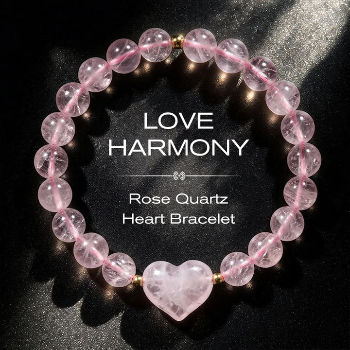 Buddha Stones Natural Amethyst Green Aventurine Tiger Eye Strawberry Quartz Love Heart Spiritual Bracelet - Rose Quartz(Wrist Circumference 14-16cm) - image 24