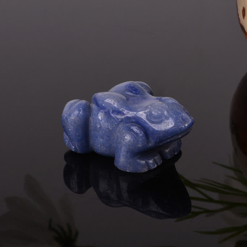 Buddha Stones Natural Green Aventurine Clear Quartz Frog Wealth Crystal & Stone Decor - Blue Aventurine(Calm ♥ Concentration) - image 3