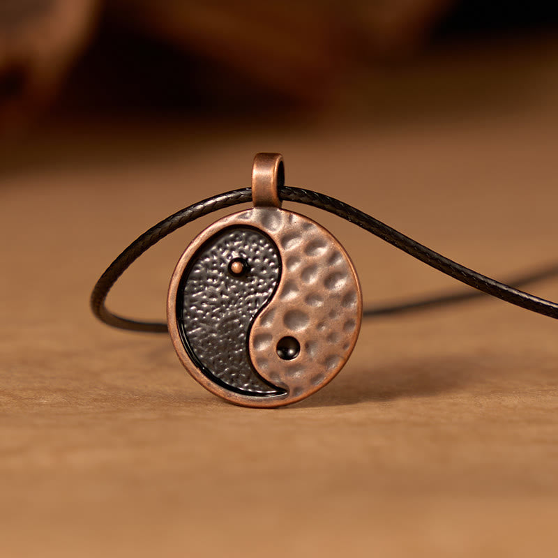 Buddha Stones Vintage Yin Yang Alloy Leather Harmony Necklace Pendant - image 2