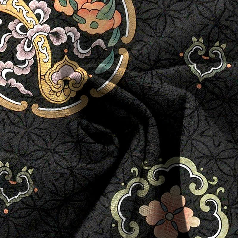 Buddha Stones Cotton Linen Bohemian Medallion Pattern Women's Elastic Waist Wide Leg Pants With Pockets - image 3