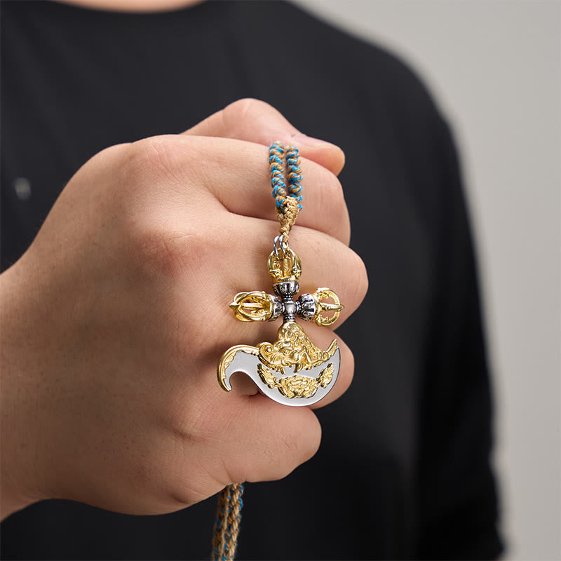 Buddha Stones Copper Vajra Grounding Tibetan Relief Carved Totem Charm Necklace Pendant - image 4