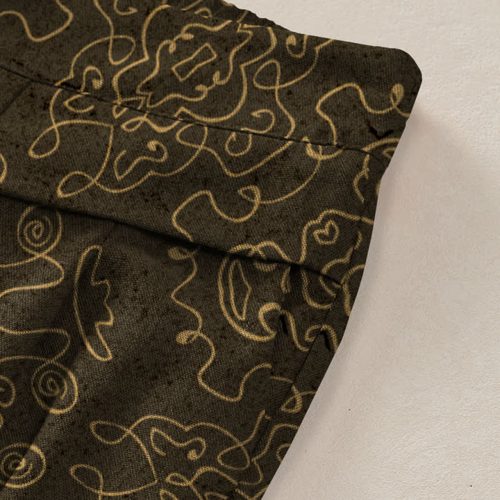 Buddha Stones Cotton Linen Mandala Pattern Women's Elastic Waist Wide Leg Pants With Pockets - image 13