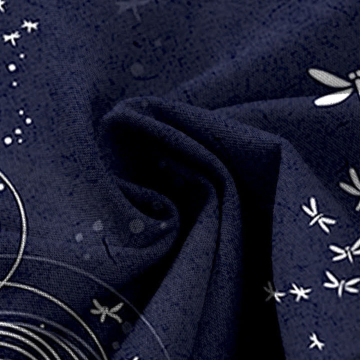 Buddha Stones Cotton Linen Dragonfly Ripple Pattern Women's Elastic Waist Wide Leg Pants With Pockets - image 11