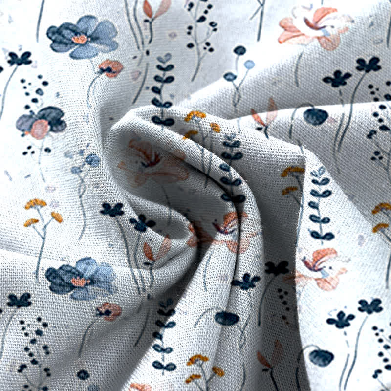Buddha Stones Cotton Linen Floral Pattern Women's Elastic Waist Wide Leg Pants With Pockets - image 11