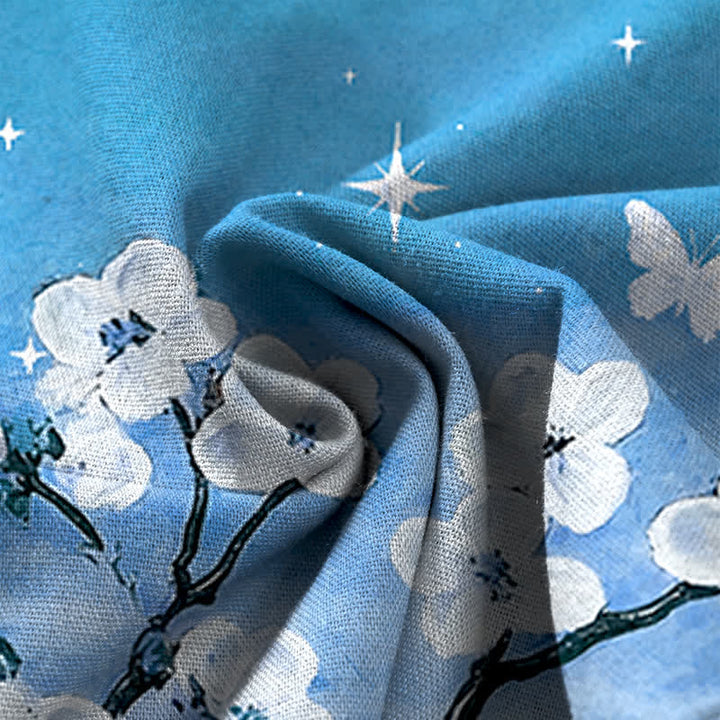 Buddha Stones Cotton Linen Gradient Floral Pattern Women's Elastic Waist Wide Leg Pants With Pockets - image 7