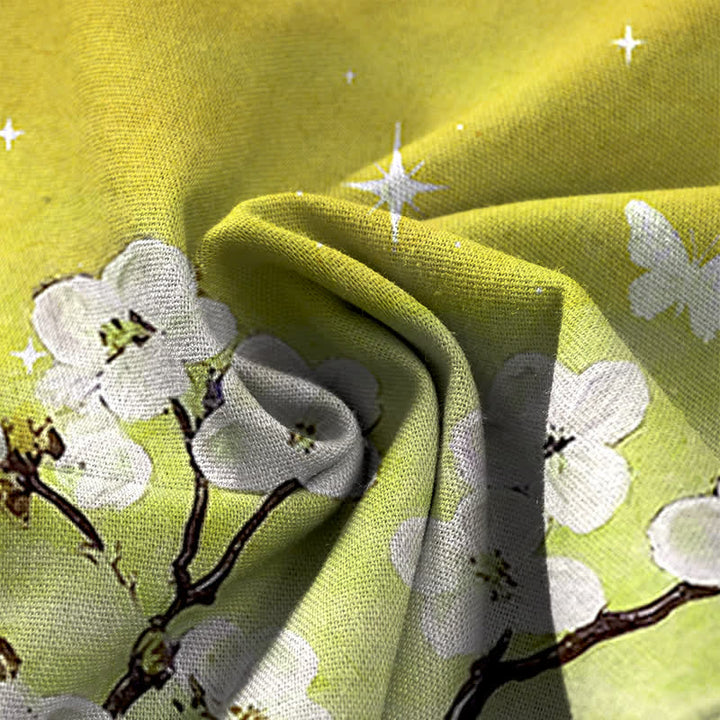 Buddha Stones Cotton Linen Gradient Floral Pattern Women's Elastic Waist Wide Leg Pants With Pockets - image 12