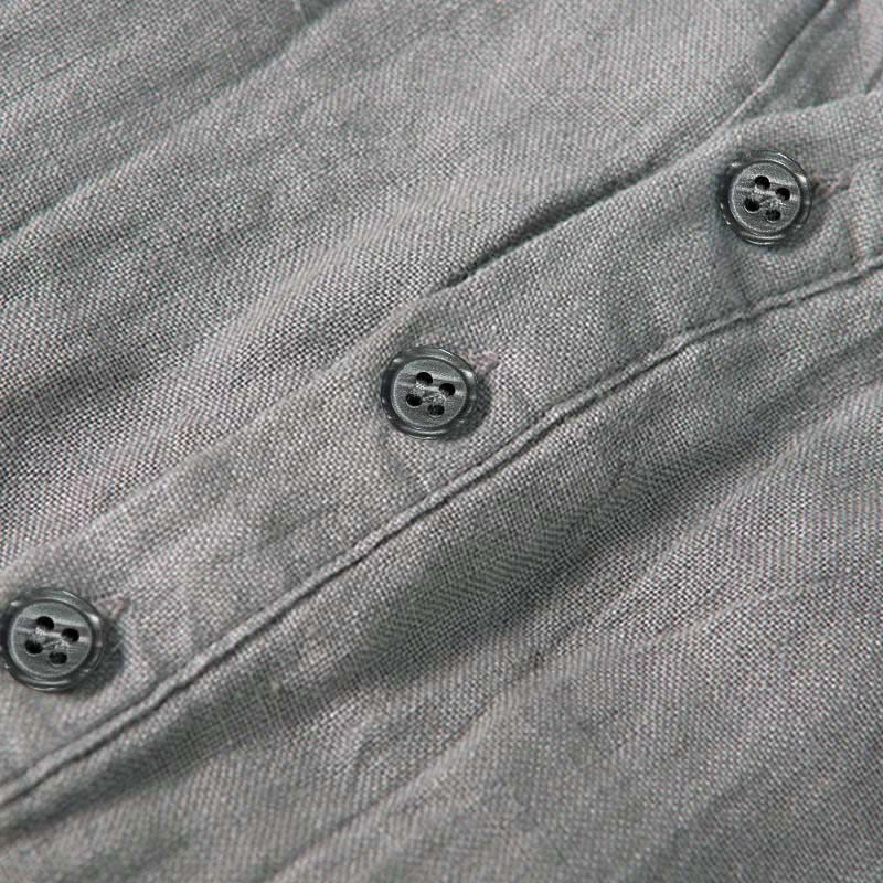 Buddha Stones Solid Color Short Sleeve Half Button Shirt Cotton Linen Men Clothing - image 34