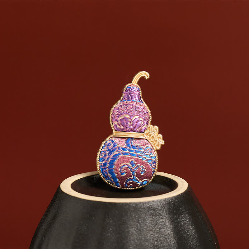 Buddha Stones Song Brocade Handcrafted Gourd-Shaped Floral Harmony New Chinese Brooch - image 4