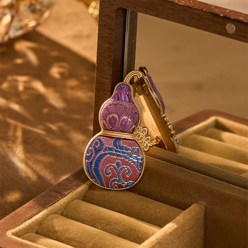 Buddha Stones Song Brocade Handcrafted Gourd-Shaped Floral Harmony New Chinese Brooch - image 2