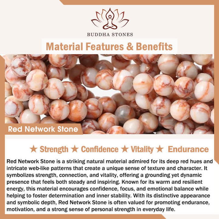 Buddha Stones Red Network Stone Tiger Eye Barrel Beads Confidence Bracelet - image 5