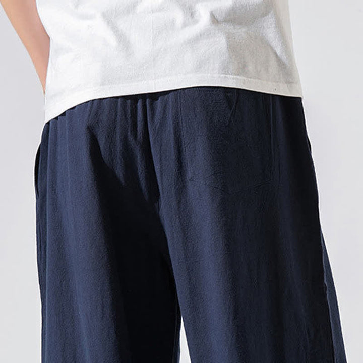 Buddha Stones Summer Casual Minimalist Drawstring Elastic Waist Solid Long Pants Men's Harem Pants With Pockets - image 22
