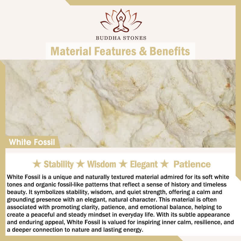 Buddha Stones 3pcs "Return to Stillness" White Fossil Elegant Bracelet Includes Gift Message Card - image 7