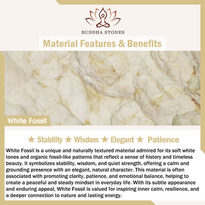 Buddha Stones 3pcs "Return to Stillness" White Fossil Elegant Bracelet Includes Gift Message Card - image 7
