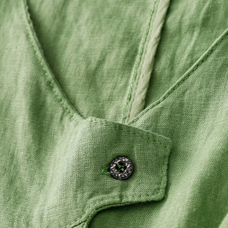 Buddha Stones Summer Casual Minimalist Lines Button-Up Solid Women's Sleeveless Shirts Tank Top With Pocket - image 19