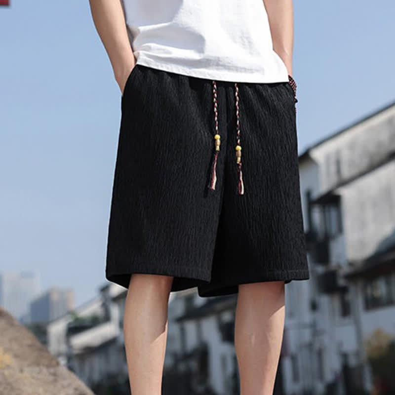 Buddha Stones Summer Casual Drawstring Solid Bermuda Shorts Men's With Pockets - image 12