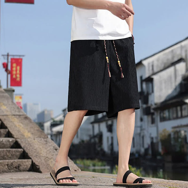 Buddha Stones Summer Casual Drawstring Solid Bermuda Shorts Men's With Pockets - image 10