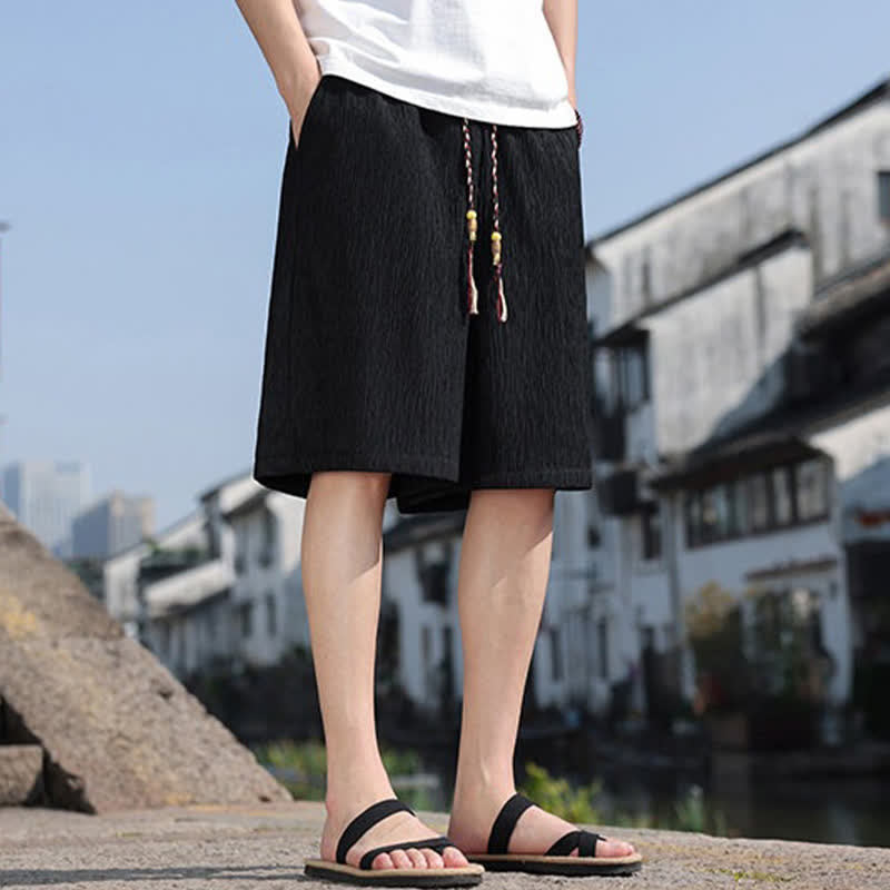 Buddha Stones Summer Casual Drawstring Solid Bermuda Shorts Men's With Pockets - image 14