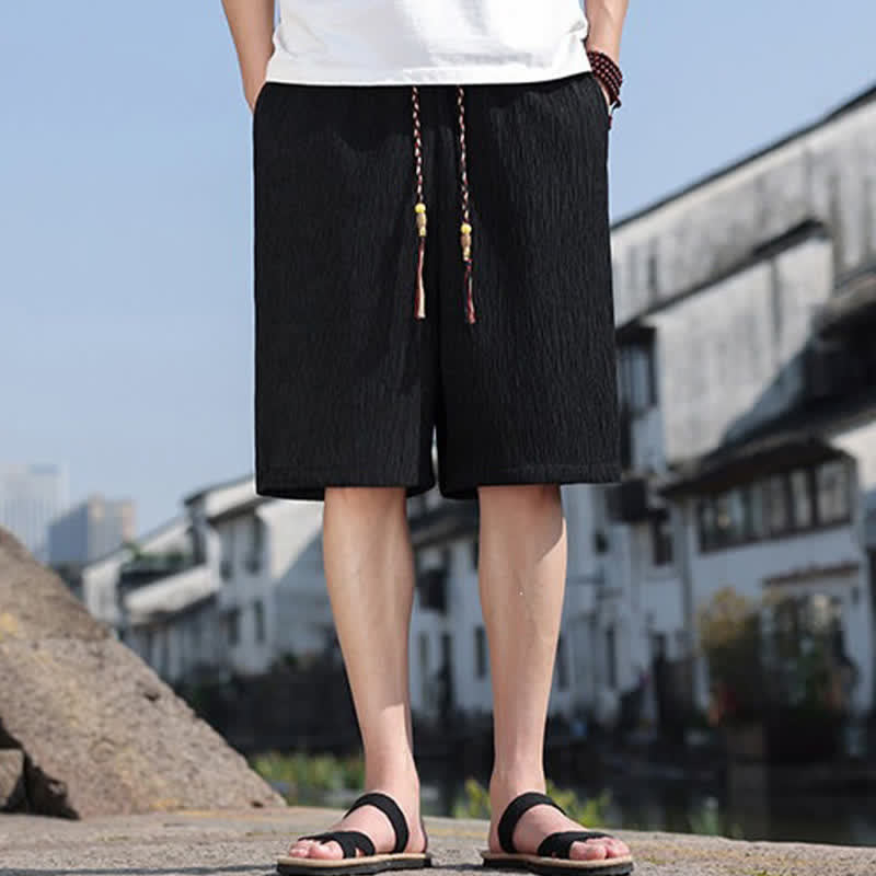 Buddha Stones Summer Casual Drawstring Solid Bermuda Shorts Men's With Pockets - Black - US/UK/AU46，EU56 (5XL) - image 9
